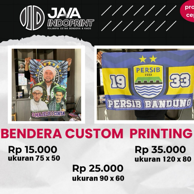 TERMURAH CETAK BENDERA CUSTOM FULL PRINT KAIN TC IMPORT