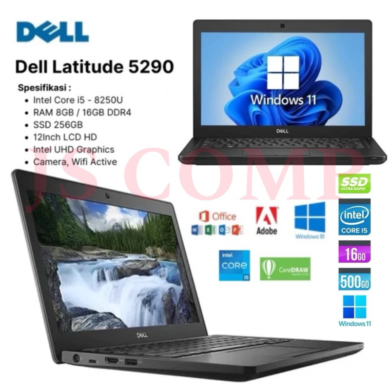 Dell 5290 Intel Core i5 Laptop 12Inch LCD HD Gen8 Ram 8GB/16GB DDR4
