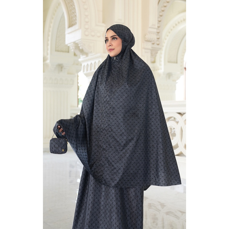 Buttonscarves - Monogram Mini Capsule Prayer Robe - Black / Mukena Travel