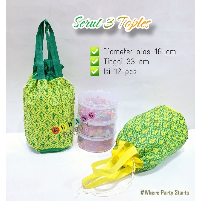 

Spunbond Serut 3 Toples Goodie Bag Hampers Kue Toples Lebaran Natal Imlek Idul Fitri