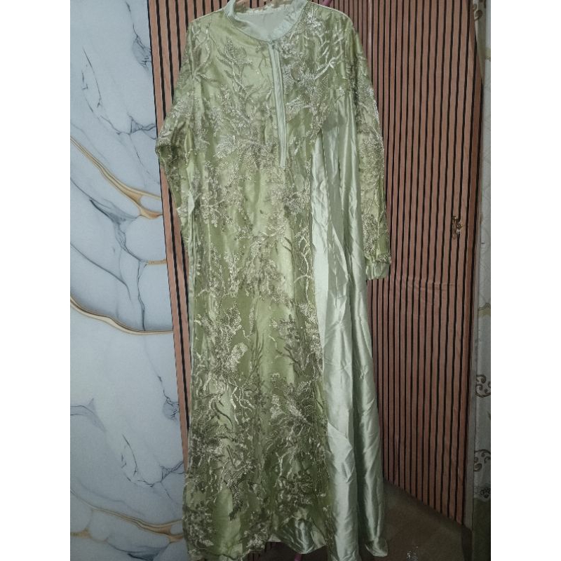 GAMIS PESTA MEWAH BORDIR SATIN BARA