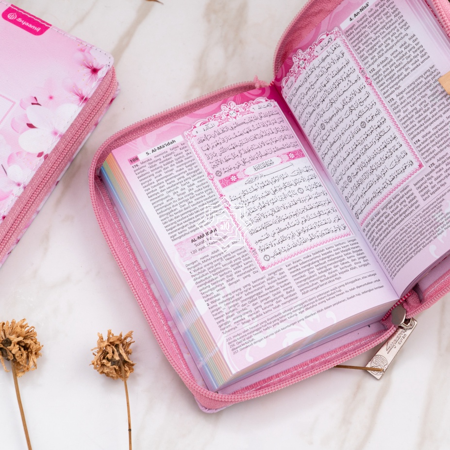 KODE D58C Mushaf Tilawah Umm Ayman Alquran wanita cantik terjemahan kecil resleting A6 AlQuran Syaam