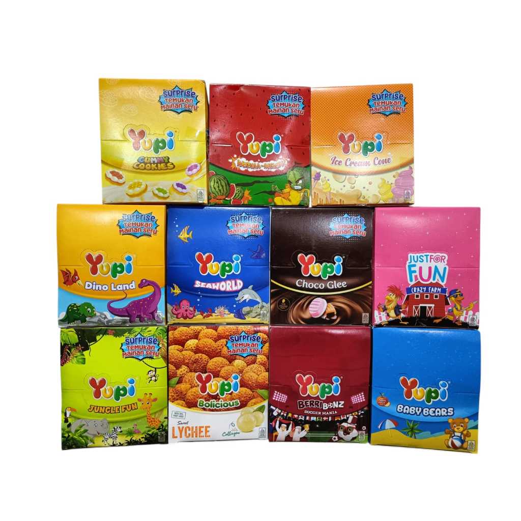 

[1 box] Yupi aneka rasa / Yupi Burger / Yupi | Permen Yupi / Yupi Bear / Yupi Kiloan / Yupi Bolicious / Yupi Marshmallow / Permen Yupi Toples