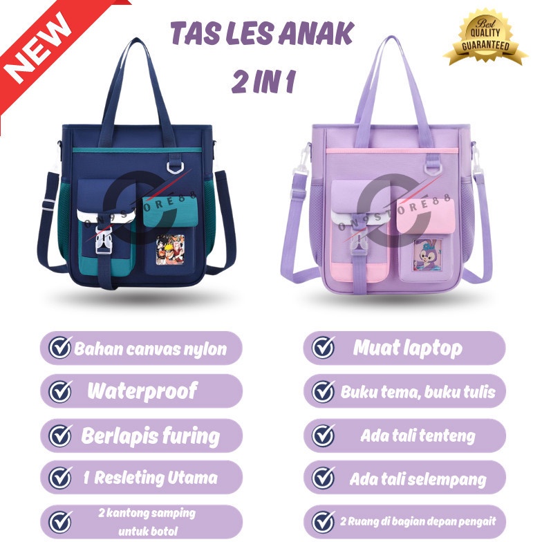 KODE W22G Tas totebag anak sekolah  Tas les anak perempuan  Tas selempang anak lakilaki multifungsi