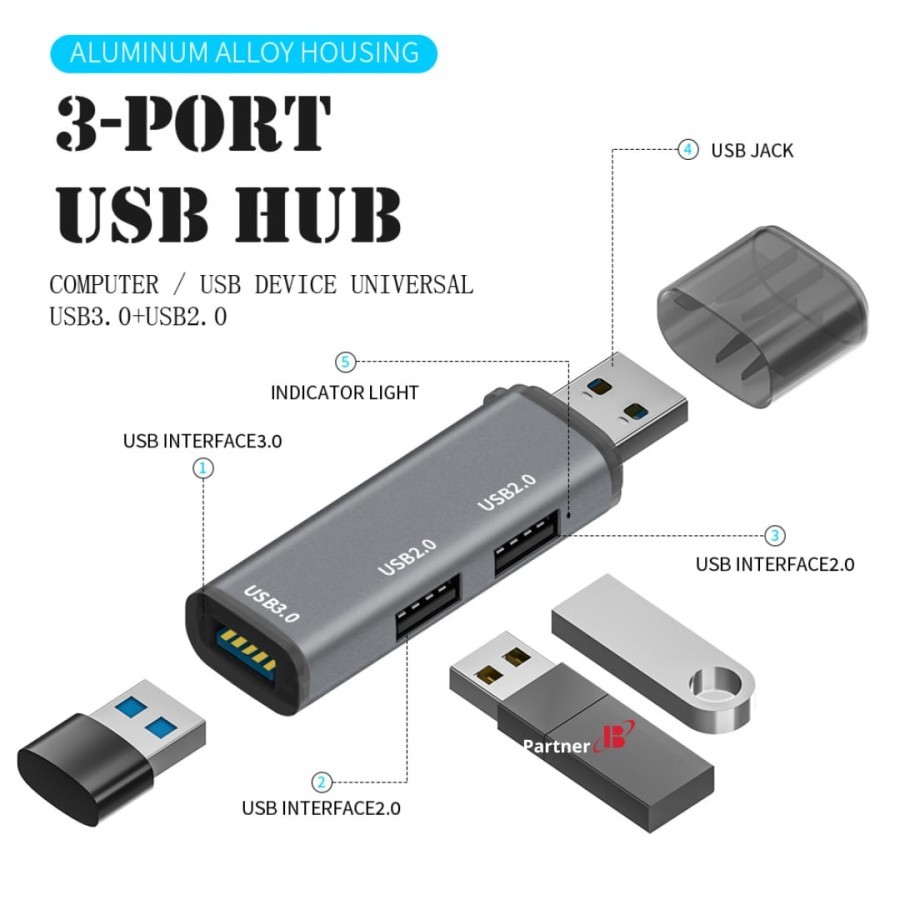 Mini 3 Port USB 3.0 2.0 USB HUB Extension 3in1 HUB USB