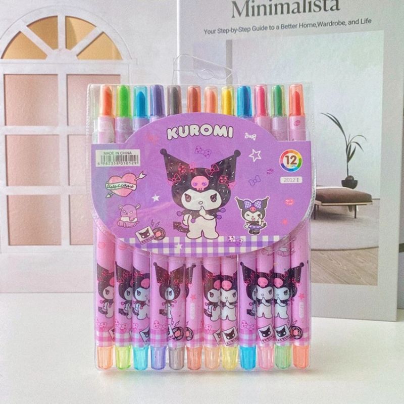

Krayon Putar panjang 12 Warna Cinnamorol Melody Kuromi /Crayon Putar Panjang 12 Warna/Rolling Crayon