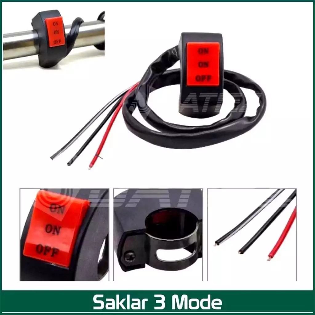 PROMO Saklar On On Off 3 Fungsi Tombol Stang Saklar On Off Stang Motor Universal