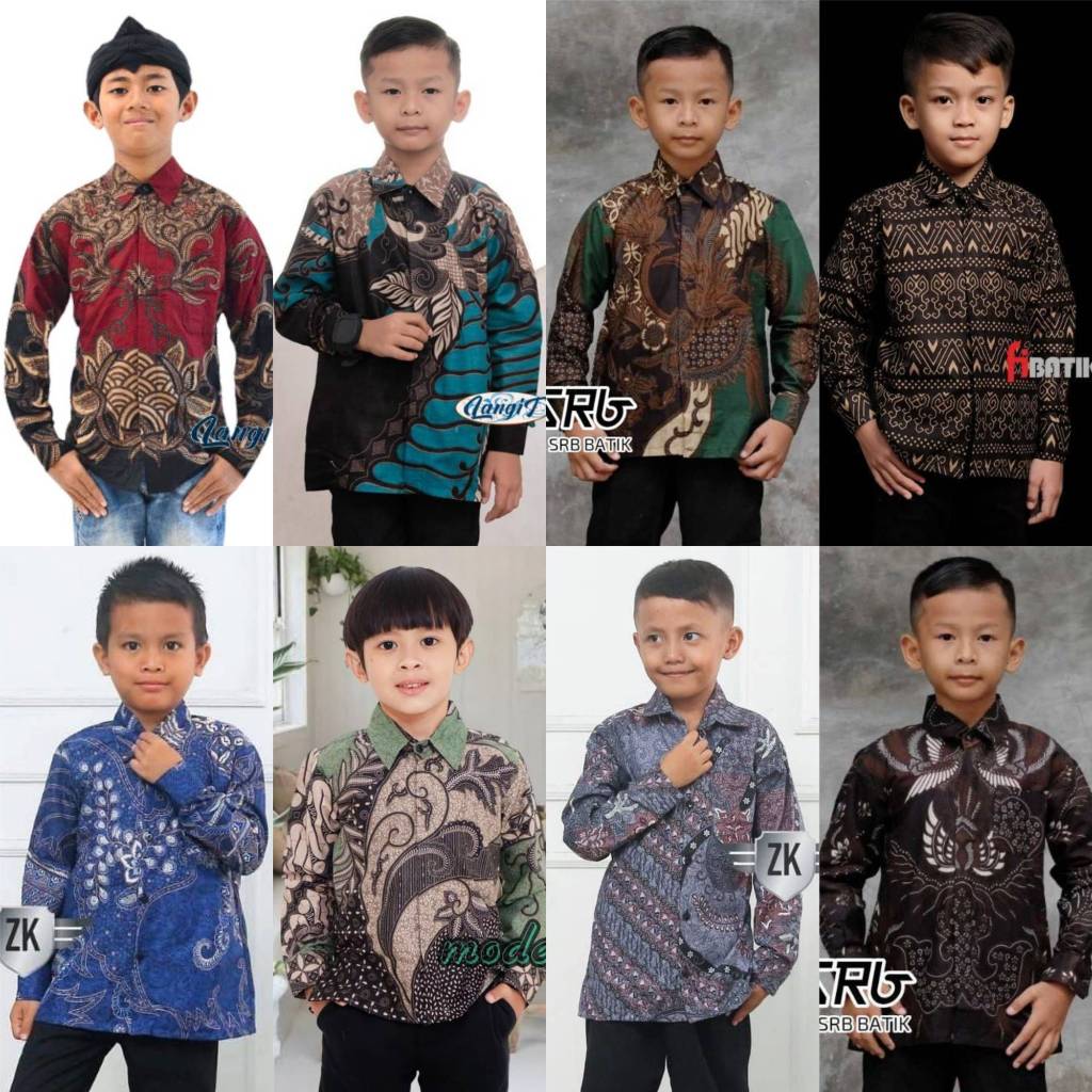 Kemeja Batik Anak Cowok 2 - 13 Tahun / Baju Batik Anak / Batik Anak Lengan Panjang / Baju Anak Pria