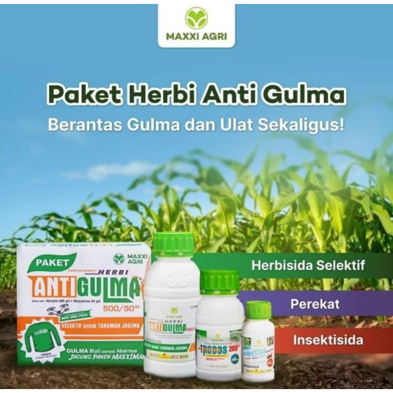 1 LITER PAKET HERBI SELEKTIF JAGUNG ANTI GULMA CAP MAXXI AGRI BONUS KAOS 1 LITER + Insektisida Forre