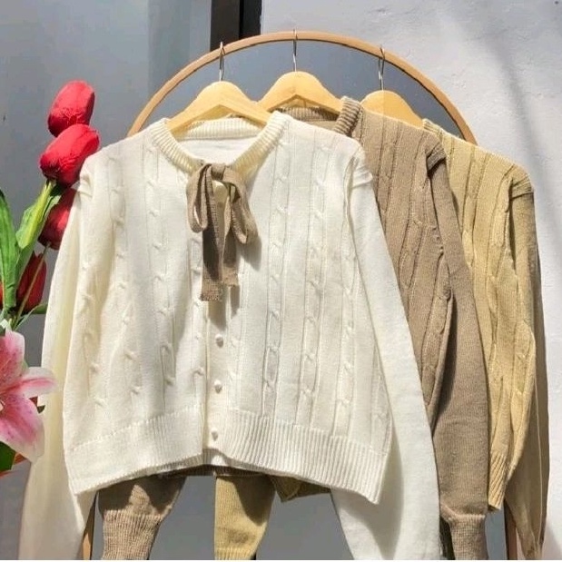 Astari Cable Cardigan Sweater Atasan Wanita Cardigan Cable