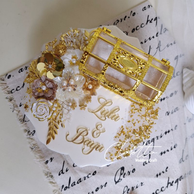 Ringbox besar muat 2-3 cincin Elegan Resin Custom