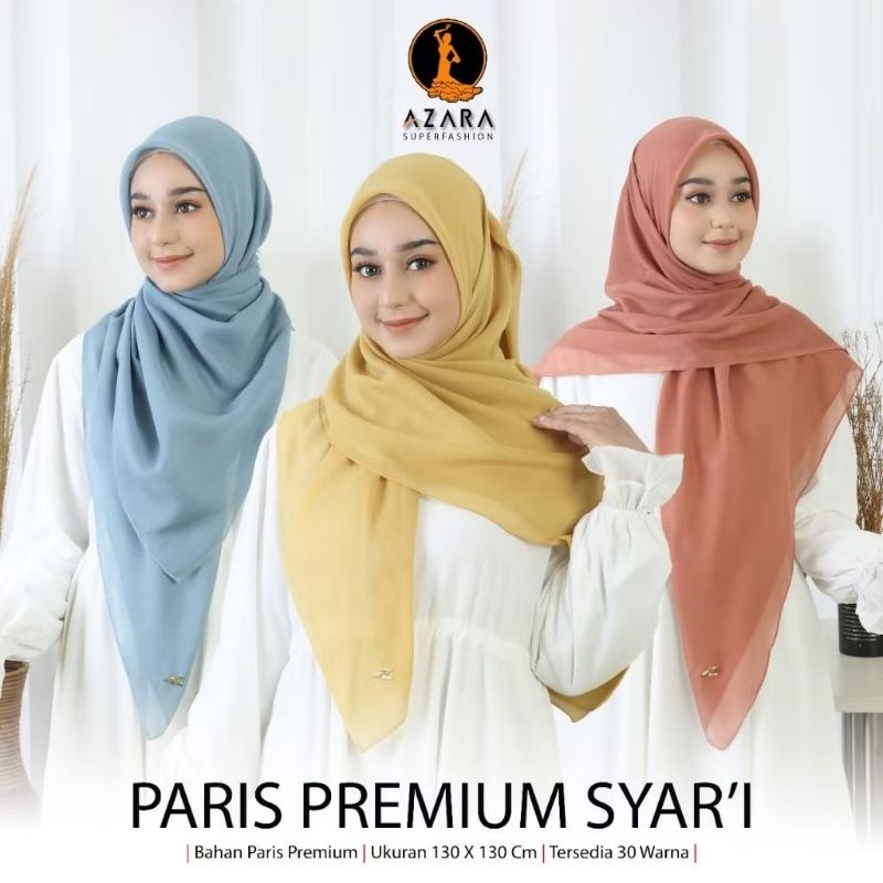 HIJAB PARIS SEGIEMPAT JUMBO/PARIS PREMIUM AZARA SYAR'I 130 cm