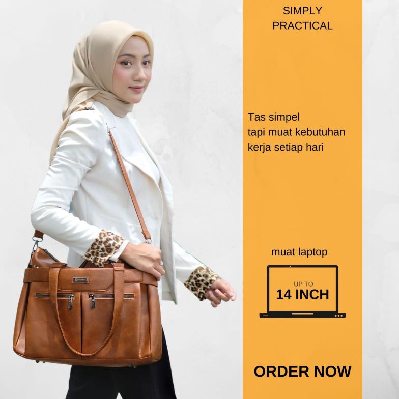 KODE U62B NUALA Bag by Manjua Tas Kerja Tas Kuliah Muat Laptop 14 inch Tas Laptop Ukuran Besar