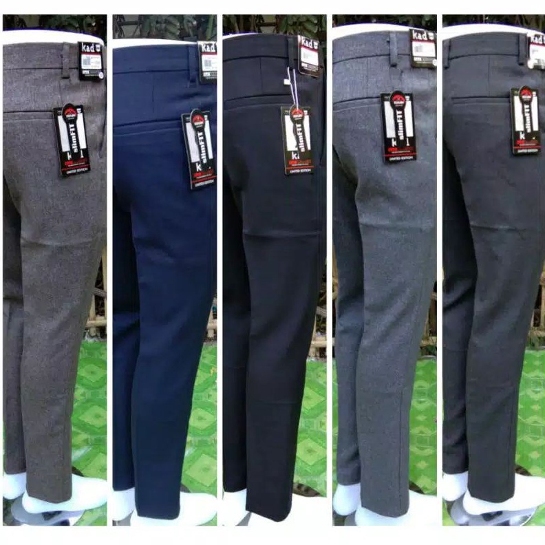 KODE B64Z CELANA KANTOR FORMAL PRIA SLIMFIT BAHAN DASAR KAIN WOLL HITAM NAVY ABU PANJANG