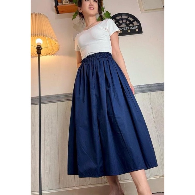 Ekstra Rok Lily Katun Jepang Premium Rok Casual Bawahan Katun