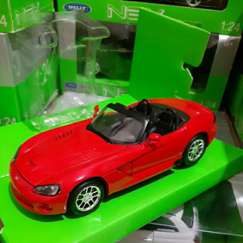 Diecast Welly Skala 1:24 Dodge Viper SRT Merah 2003 Baru Bukan Bekas Komplit