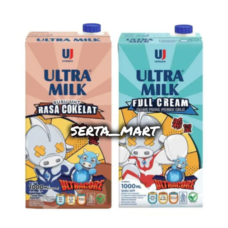 

Ultra Milk Susu Cair UHT Steril Ultracore 1000ml - Susu UHT Full Cream / Chocolate 1 Liter