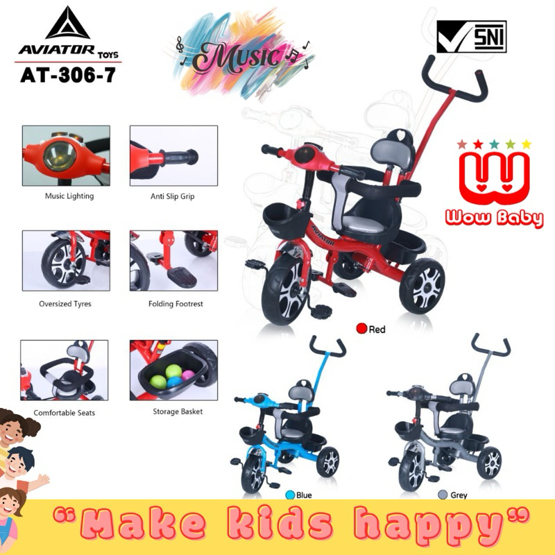 AVIATOR TRICYCLE AT-306-7 ( 3 IN 1 )Sepeda Anak Roda Tiga