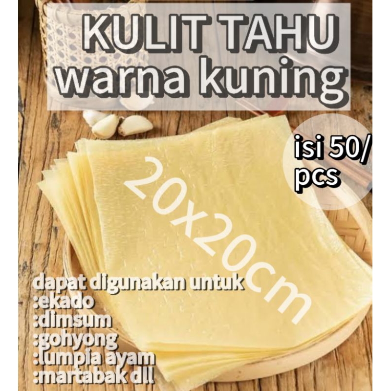 

kulit tahu kering tawar ukuran 20x20cm isi 50lembar