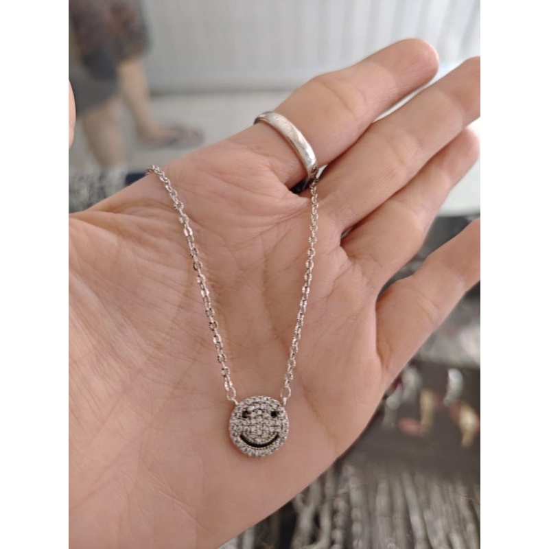 SECOND Kalung Rantai Koyek Anak SMILE Full Batu Perak Krum 925 SECOND