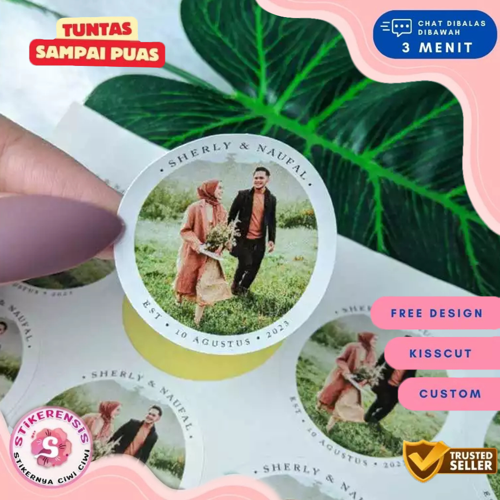 

2-4 Stikerensis Stiker Wedding Souvenir Sticker Custom Ucapan Nikah