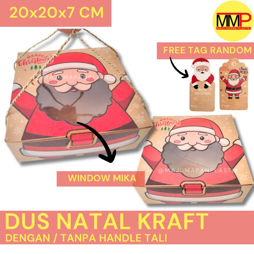 

Dus Natal Dos Box Hampers Packaging Kemasan Kraft Natal Christmas dengan atau tanpa Tali Handle