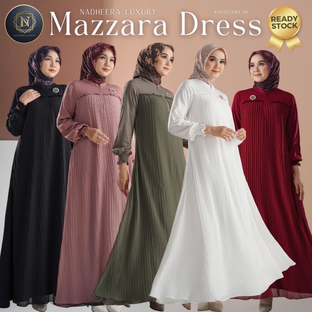 [BISA COD] MAZZARA DRESS NADHEERA LUXURY gamis mazara rayon pliskit terbaru nadeera khadija wear