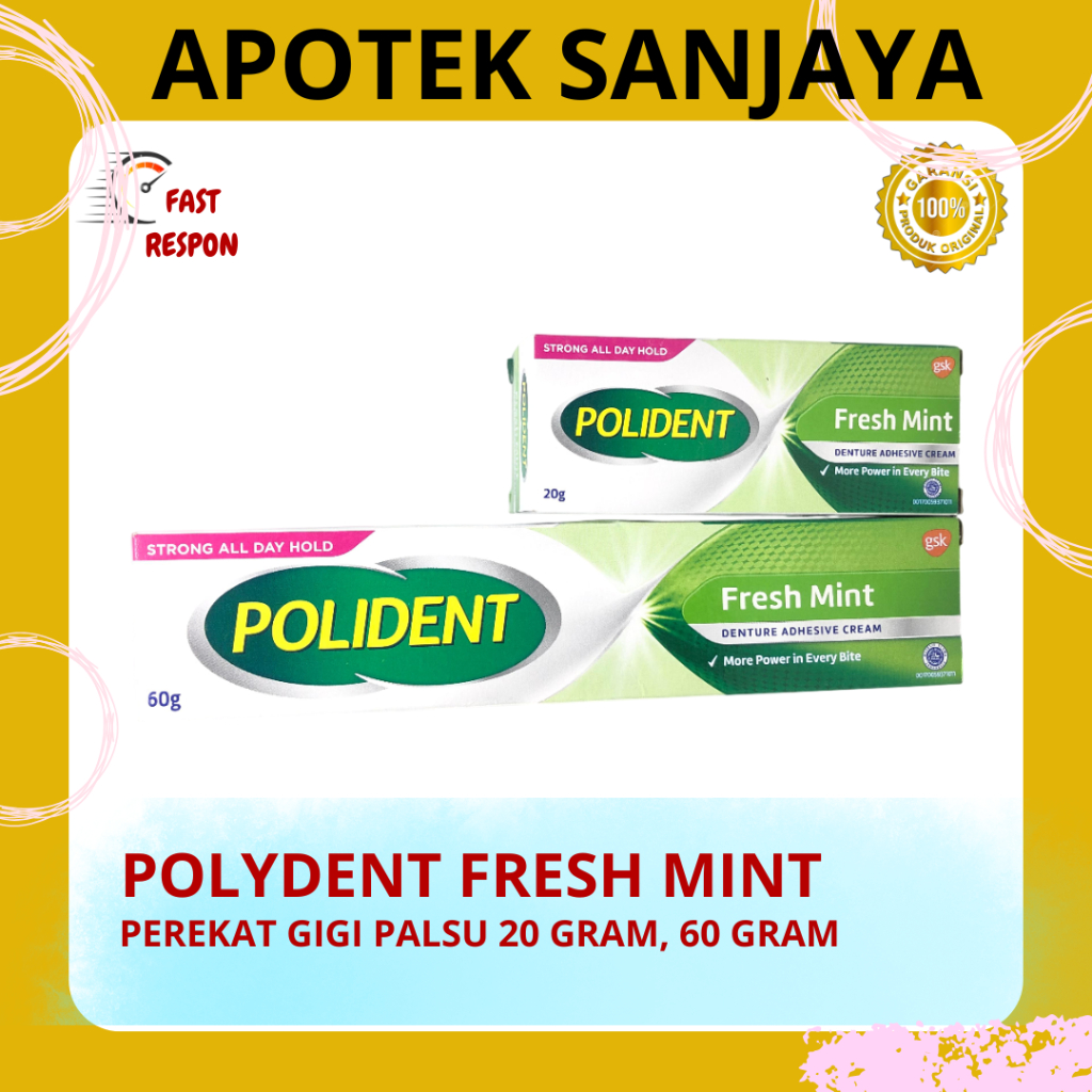 POLIDENT FRESH MINT 20 GRAM / 60 GRAM / PEREKAT GIGI PALSU POLYDENT