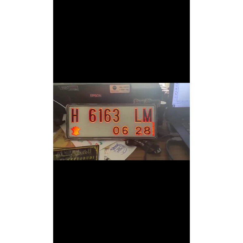 Plat momor motor nyala + rem ( SEPASANG)