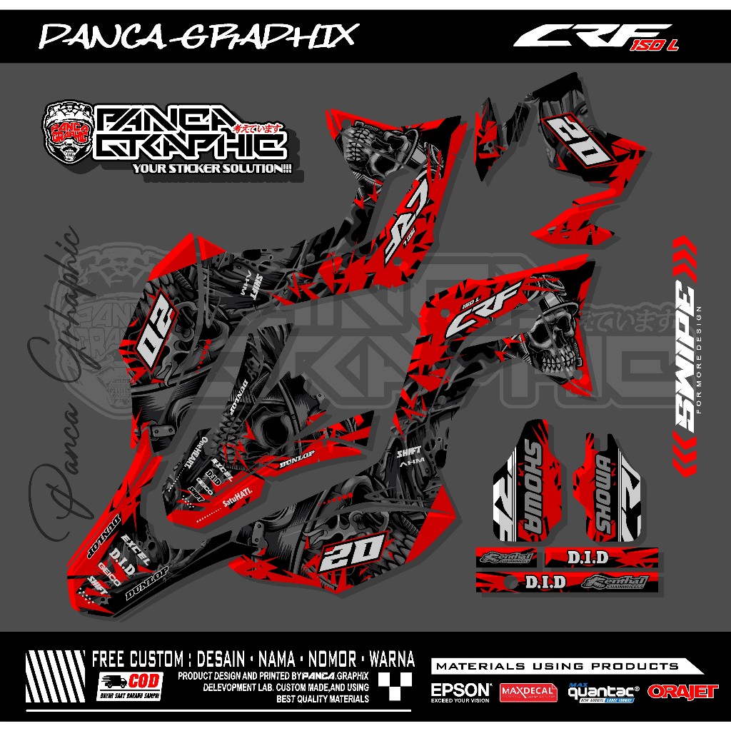 DECAL CRF 150 / STIKER CRF /DECAL CRF / HOLOGRAM / FULL BODY BISA CUSTOM NAMA NOMOR SPONSOR