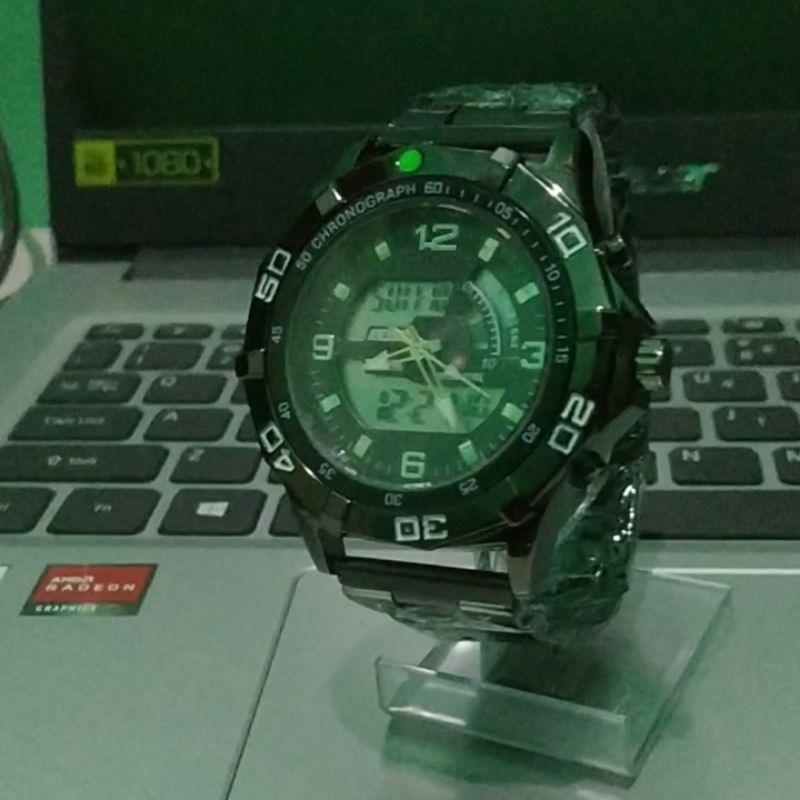 BISA COD Jam Tangan Pria Swiss Made Time Army Double Time Tali Rantai Stainless Steel