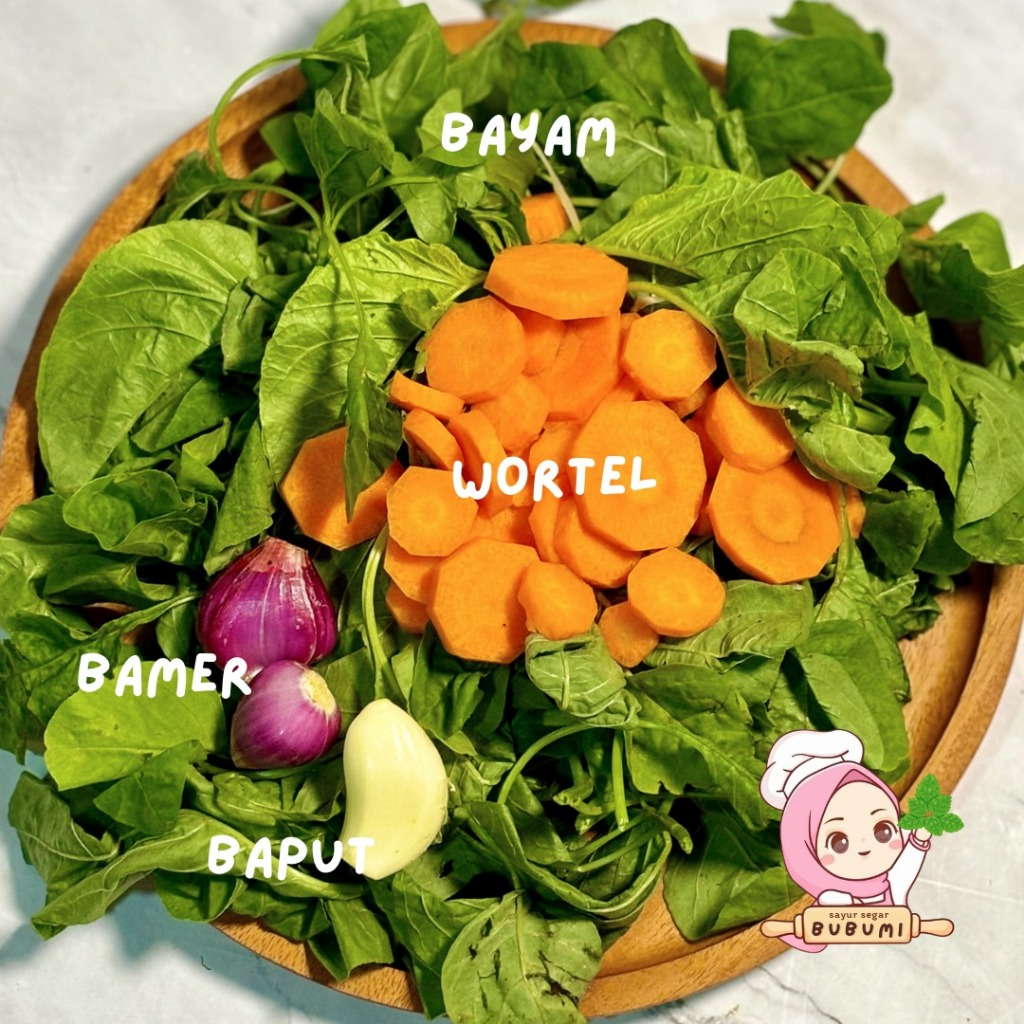 

Paket Sayur Potong Siap Masak /Paket Sayur Bayam Wortel Siap Masak