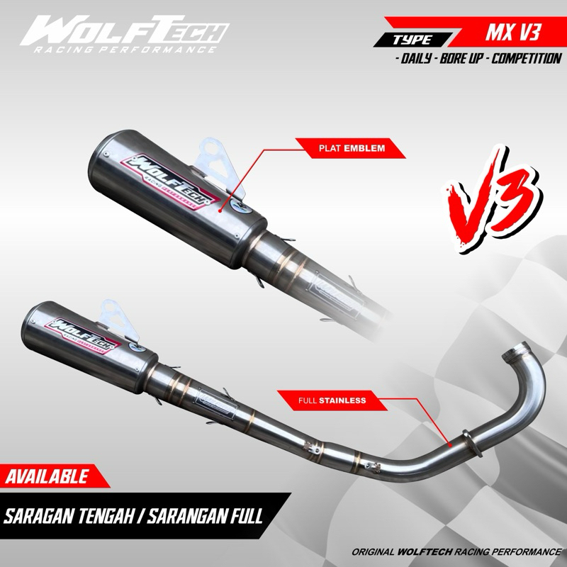 knalpot fullsystem mx king v3 by wolftech racing