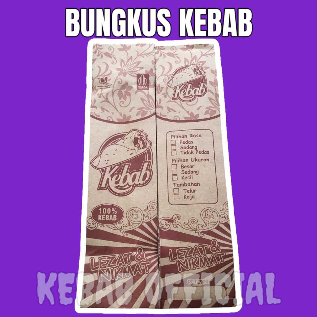 

100 Pcs Bungkus Dus Kebab Paper Craft Coklat 27X7 cm