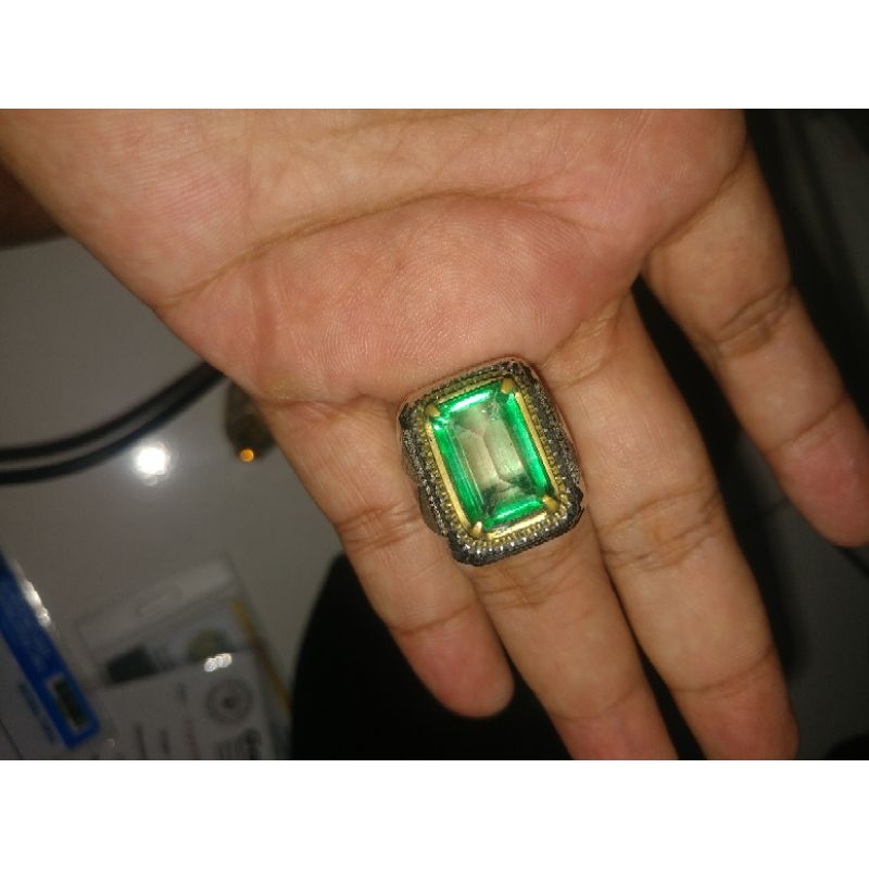 batu cincin natural green topaz plus memo