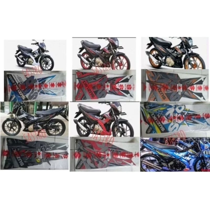 striping stiker sticker set Suzuki Satria Fu facelift 2015 merah putih biru hitam black fire ORI SGP