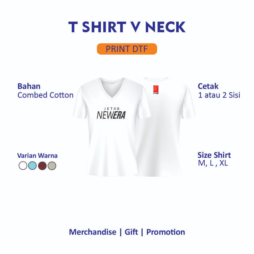 [FREE CETAK] CETAK BAJU KAOS COTTON COMBED VNECK
