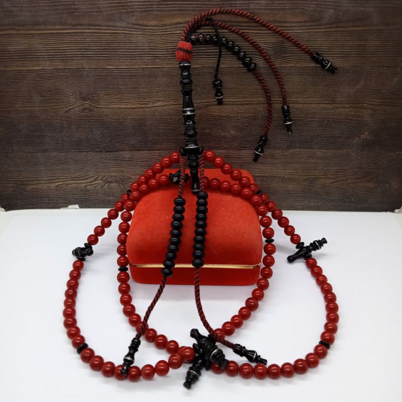 tasbih tijani batu marjan merah kombinasi yuser black A155