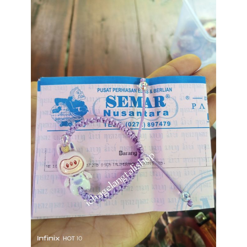 gelang tali anak labubu bola satin 0, 1 gram semar nusantara