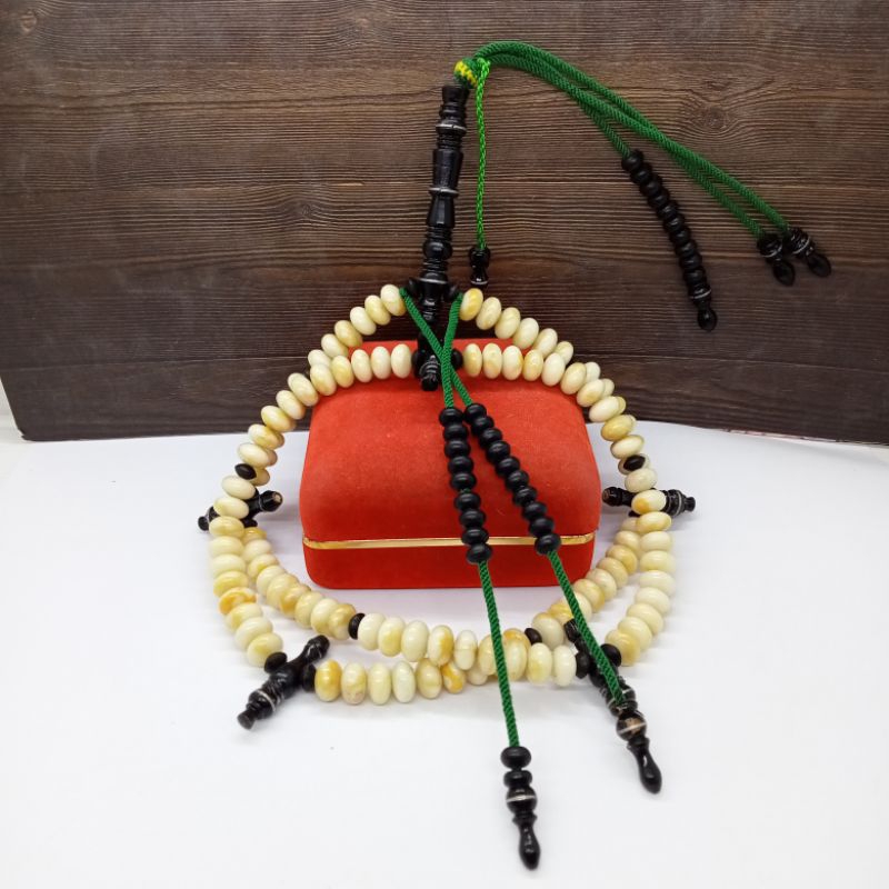 tasbih tijani batu marjan putih kombinasi yuser black A163