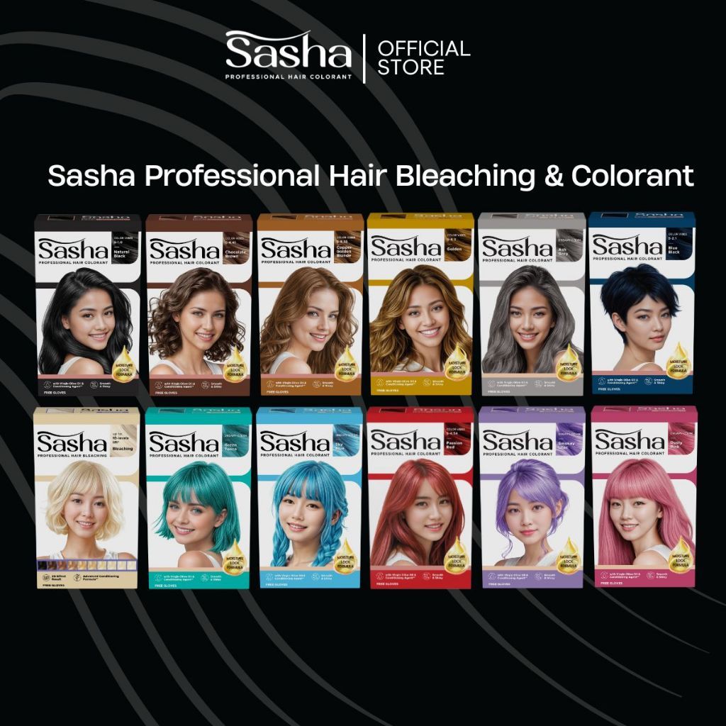 SASHA Professional Hair Colorant | Hair color | Cat Semir Rambut Permanen | Pewarna Rambut Sasha
