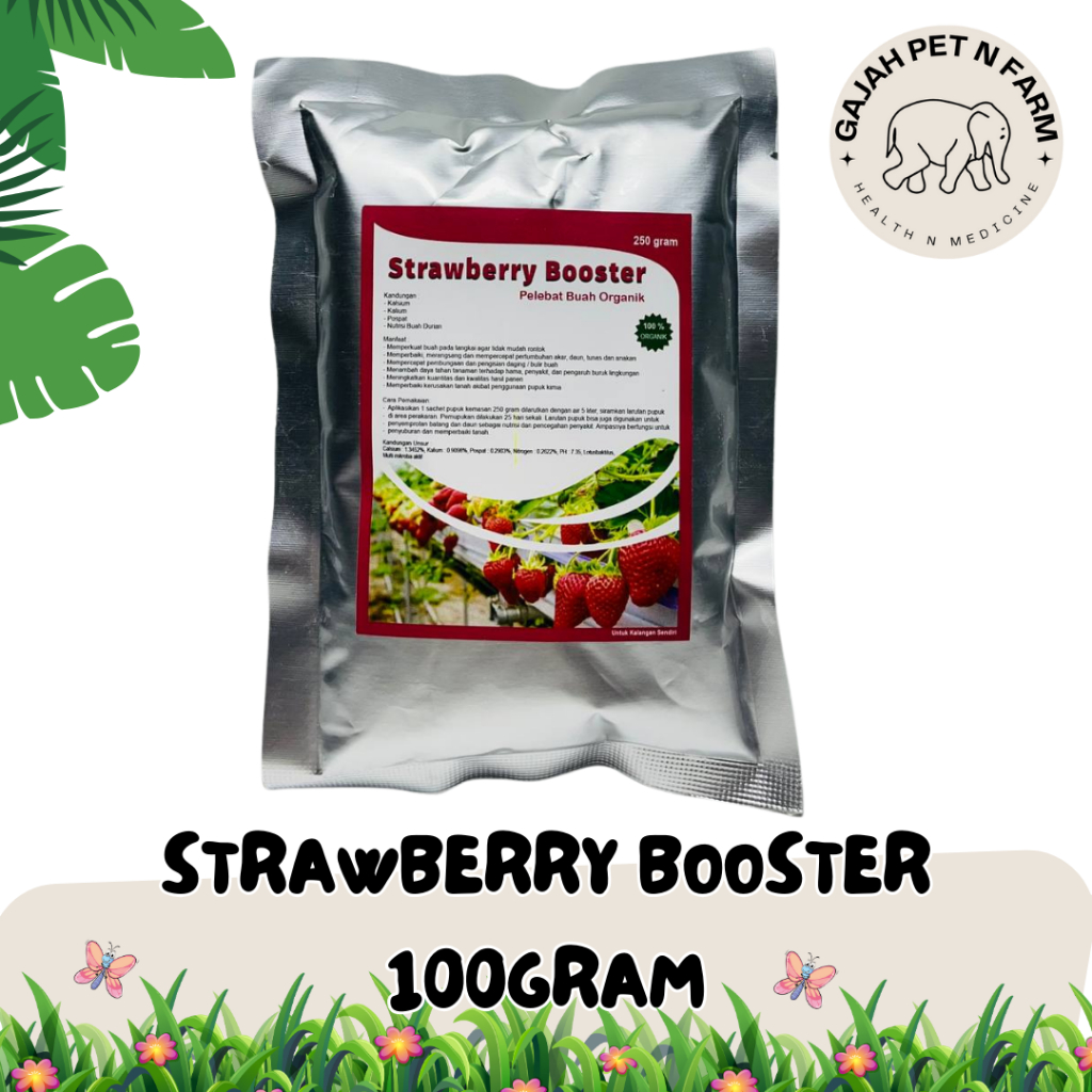 Pupuk Stroberi 250 gram - Pupuk Pelebat Buah Stroberi 250 gram - Pupuk Stroberi Multifungsi