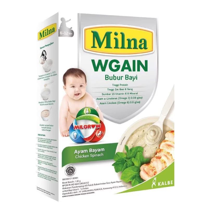 MILNA WGAIN 6-12 BULAN | BUBUR PENAMBAH BERAT BADAN | AYAM BAYAM | KACANG POLONG