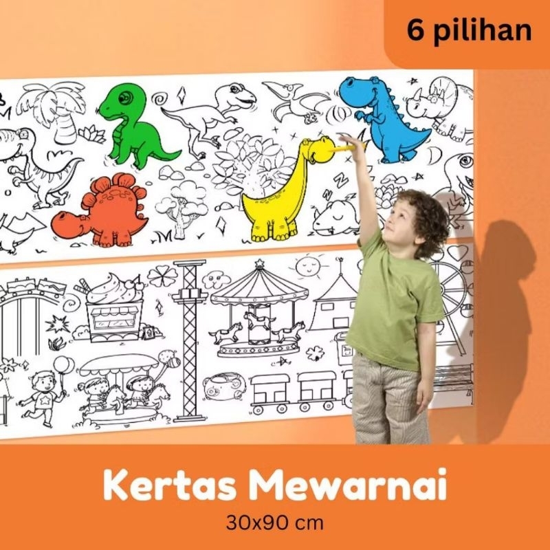 

Mainan mewarnai GRAFFITY COLORING PAPER 30x90cm / Kertas Mewarnai Jumbo Roll Paper
