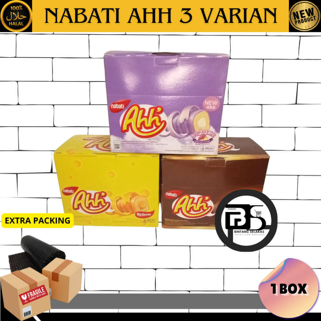 

Nabati Ahh Richeese Richoco Cokelat Keju Goguma box isi 20 PCS