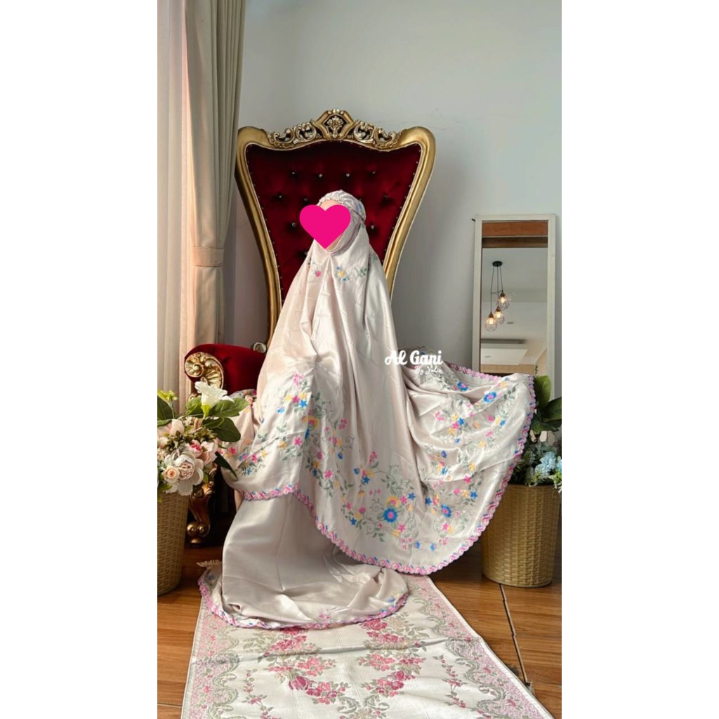 Mukena Terbaru ALGANI Sultan Border Simple Nyaman Alganibyyulia Mukena Cantik / Mukena Brukat / Muke