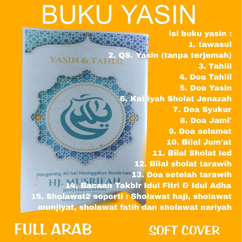 

BUKU YASIN UKURAN SAKU TANPA TERJEMAH, DISERTAI DOA HARIAN DAN BACAAN BILAL JUM'AT/TARAWIH/SHOLAT IED