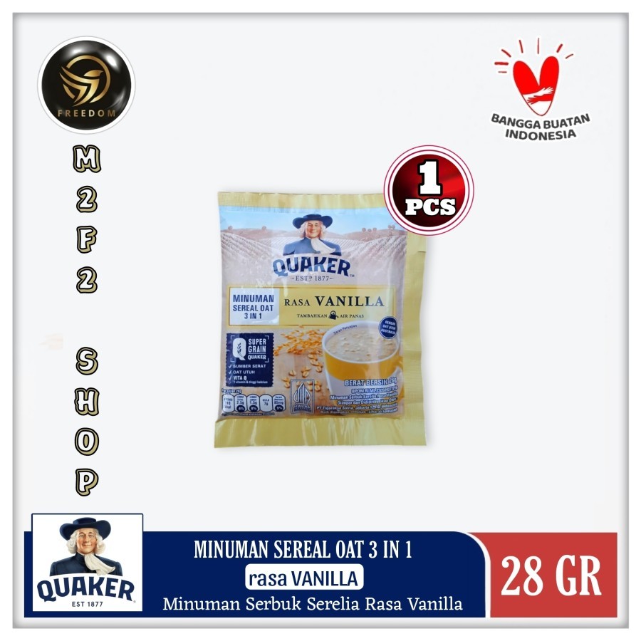 

Quaker Instant 3in1 Vanilla | Minuman Serbuk Sereal Oat Rasa Vanila Sachet - 28 gr (Kemasan Satuan)