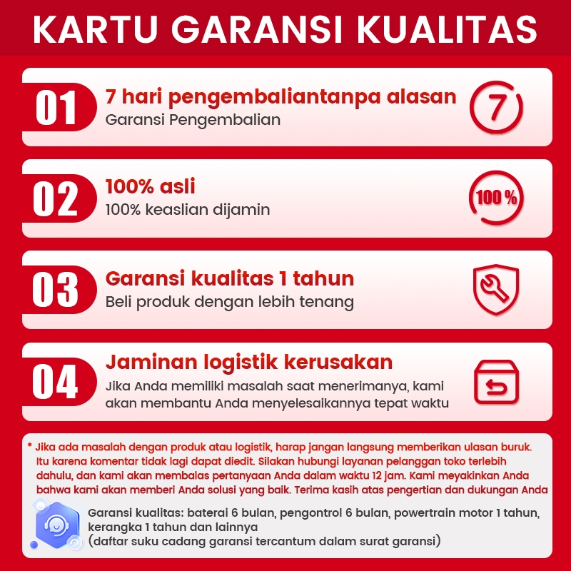 GEEKMAN Sepeda Motor Listrik Layanan Garansi Produk (Khusus)