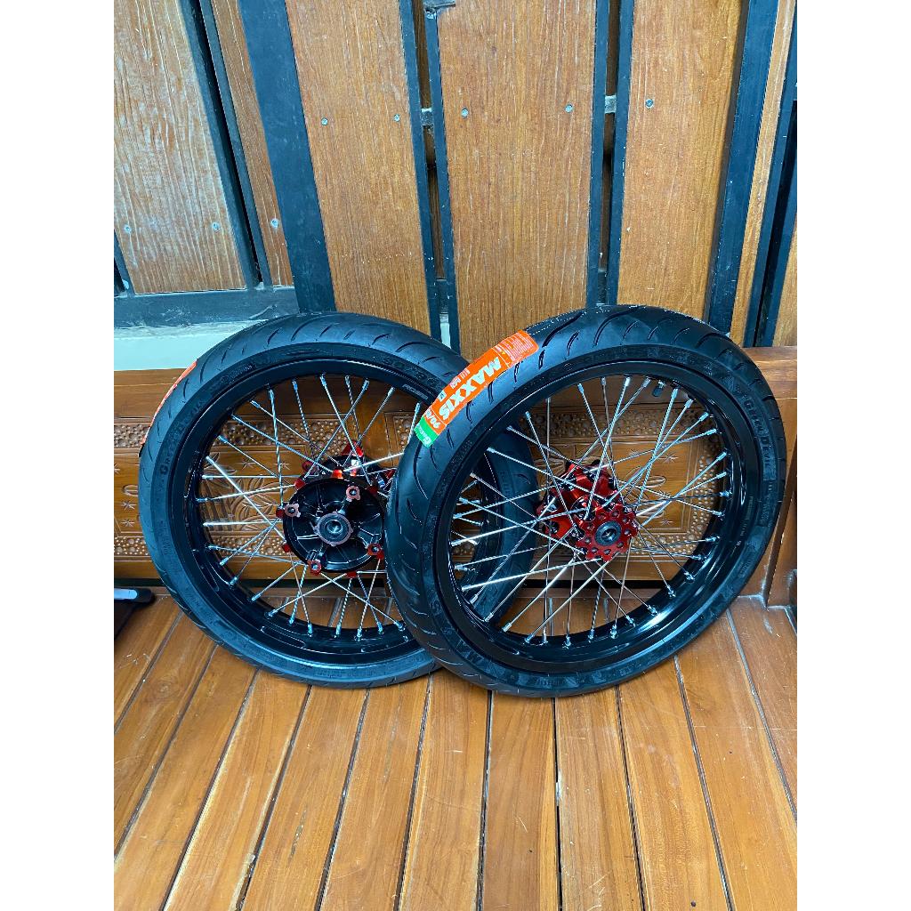 Wheelset Semi Cacing CRF 185/215 Ban Maxxis Baru Ring 17 Roda Surex CRF Ban Maxxis